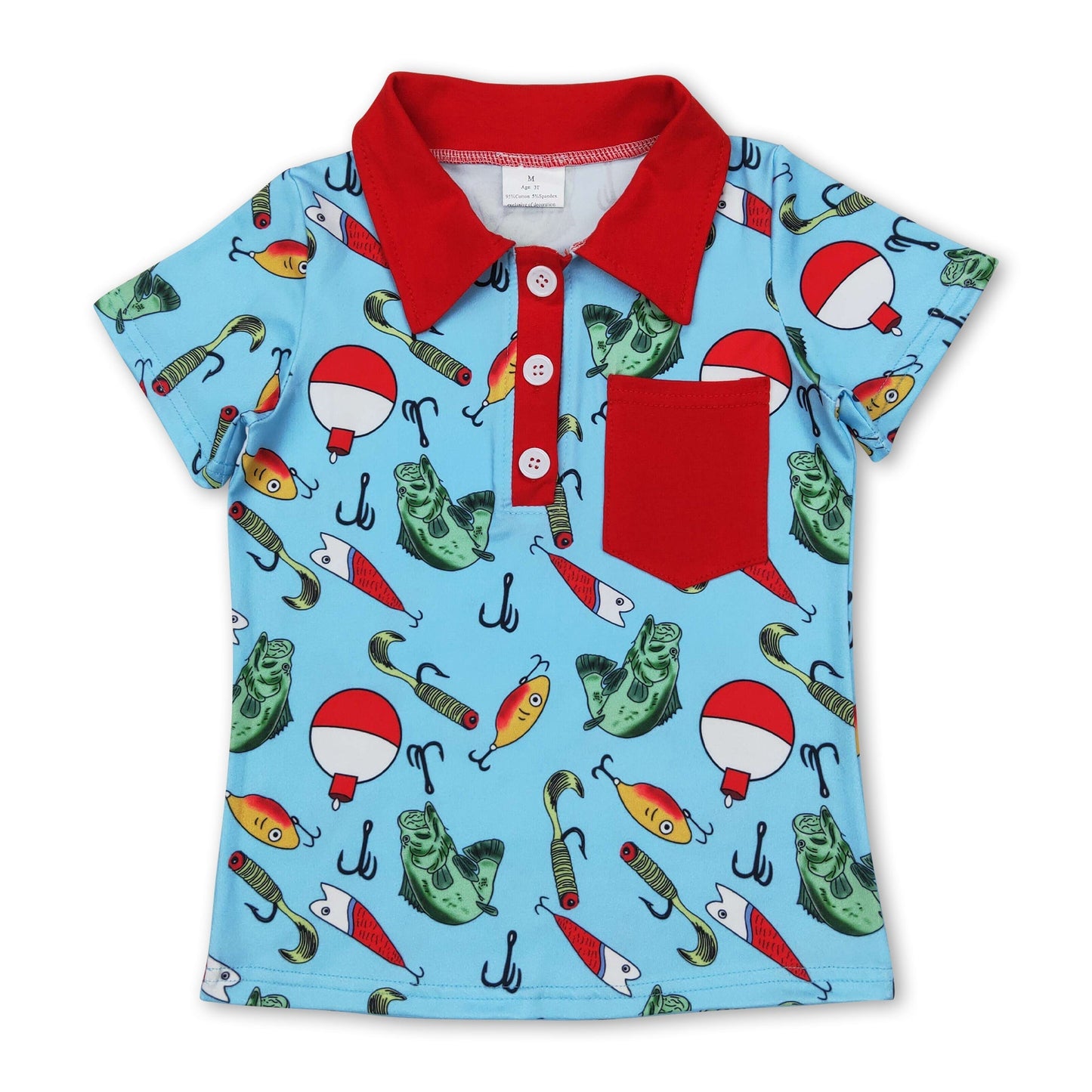 Rotes Kurzarm-Fischer-Poloshirt für Jungen