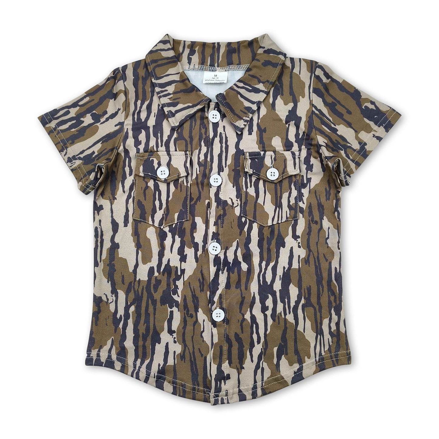 Camo-Taschen Kinder Jungen Button-Down-Hemd
