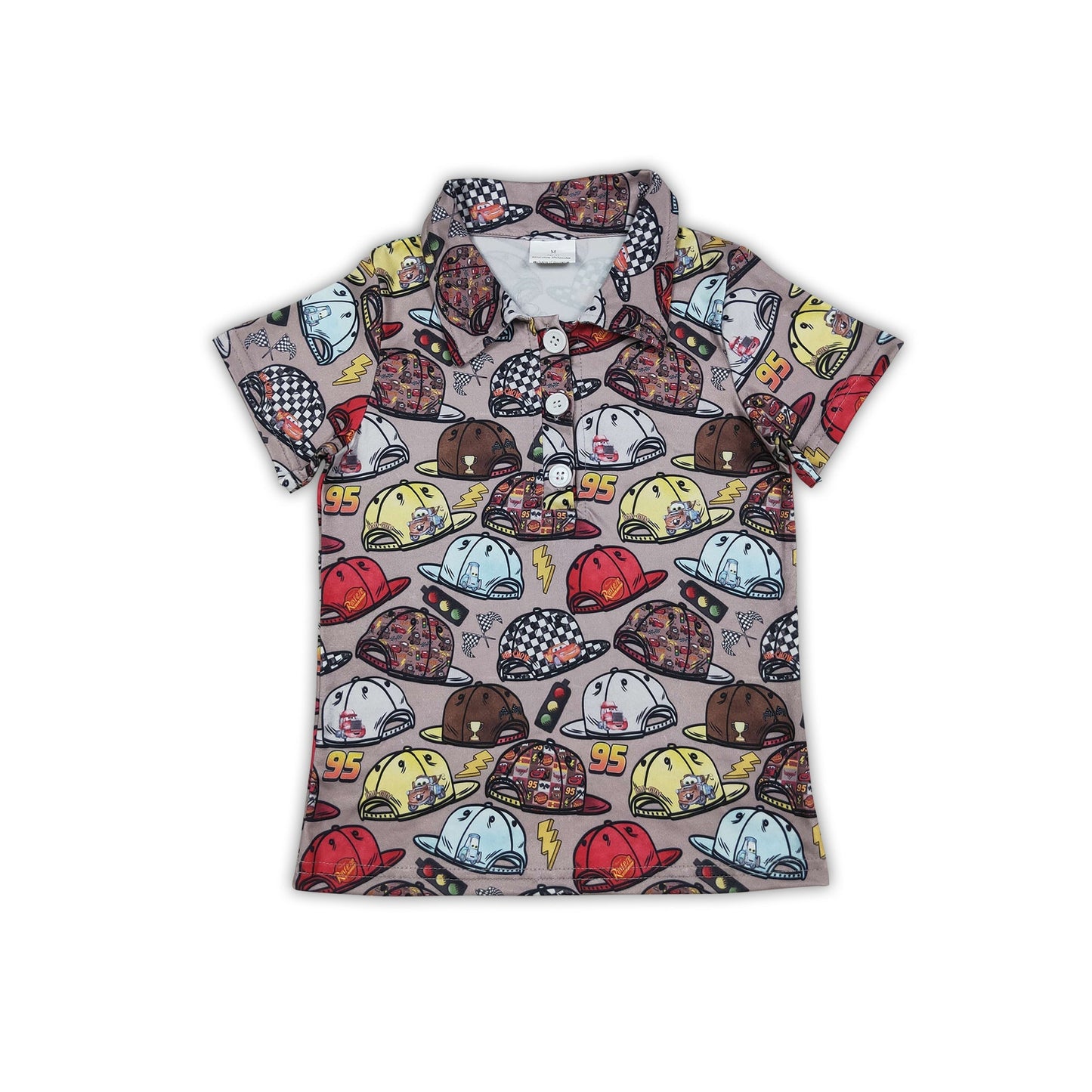 Kurzarm-Polo-Shirt für Jungen mit Auto-Stickerei, Sommer
