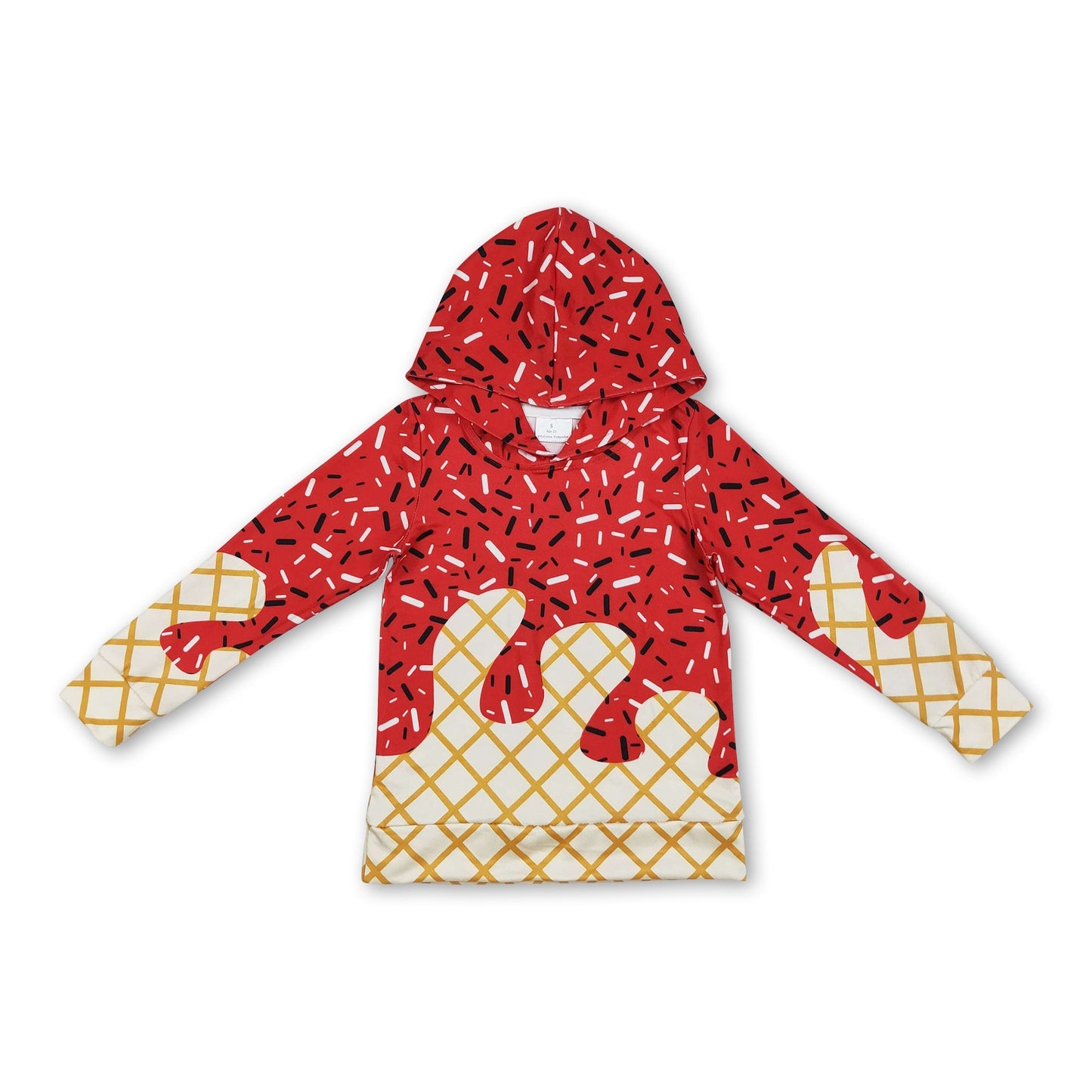 Langarm-Hoodie mit rotem Eiscreme-Streusel-Motiv für Babys und Kinder
