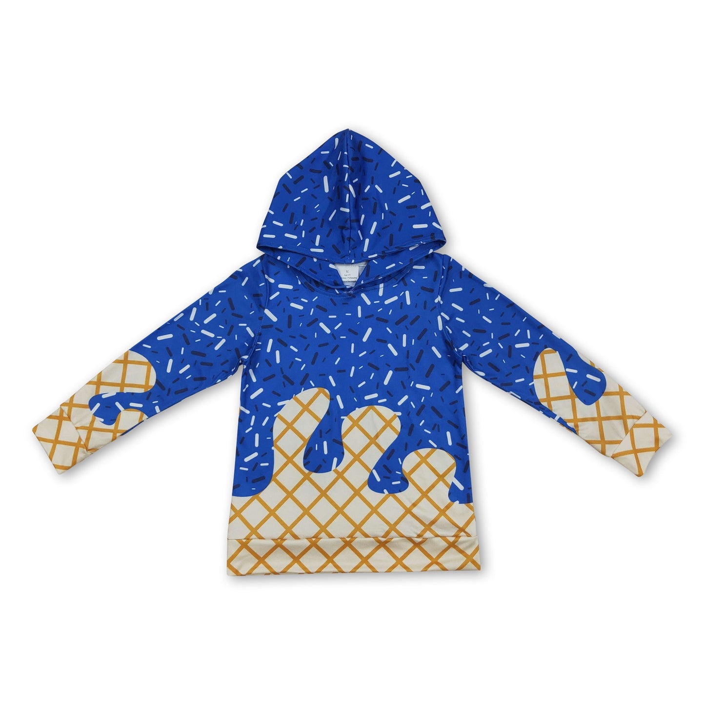 Langärmliger blauer Hoodie für Babys/Kinder mit Eiscreme-Streuseln
