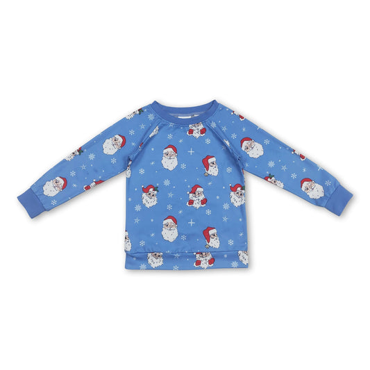 Blue long sleeves santa baby kids Christmas shirt