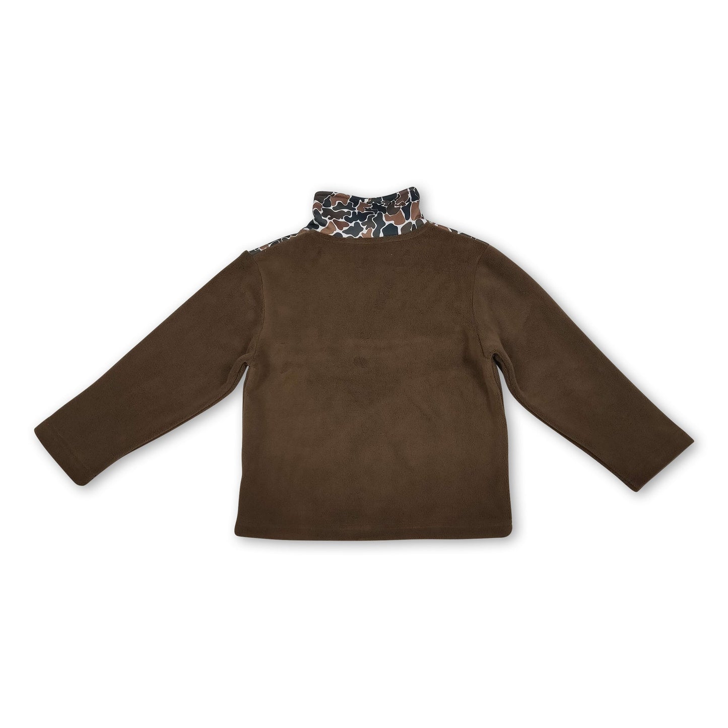 Brauner Camouflage Langarm-Reißverschluss-Pullover für Jungen