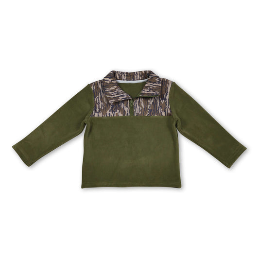 Camo long sleeves kids boys winter zipper pullover