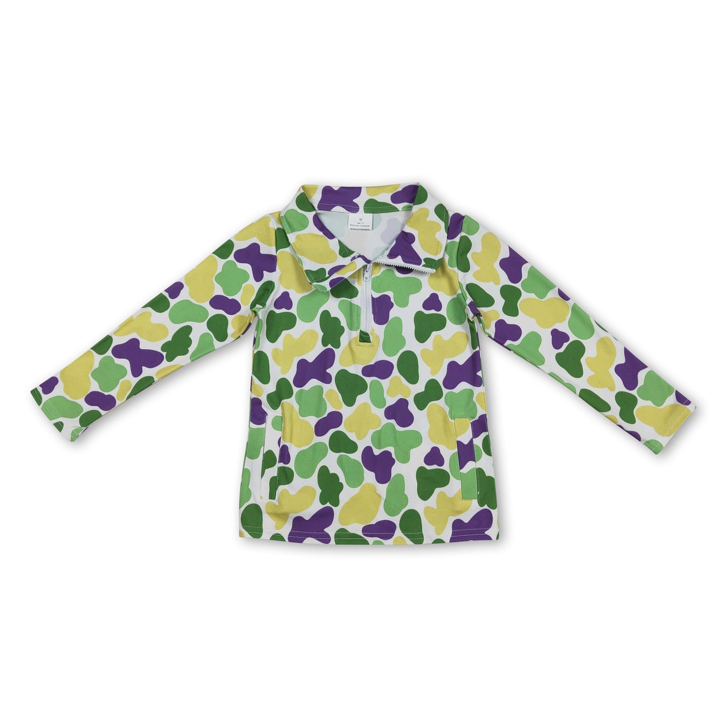 Grün gelb lila Camouflage Kinder Jungen Reißverschluss Karneval Pullover