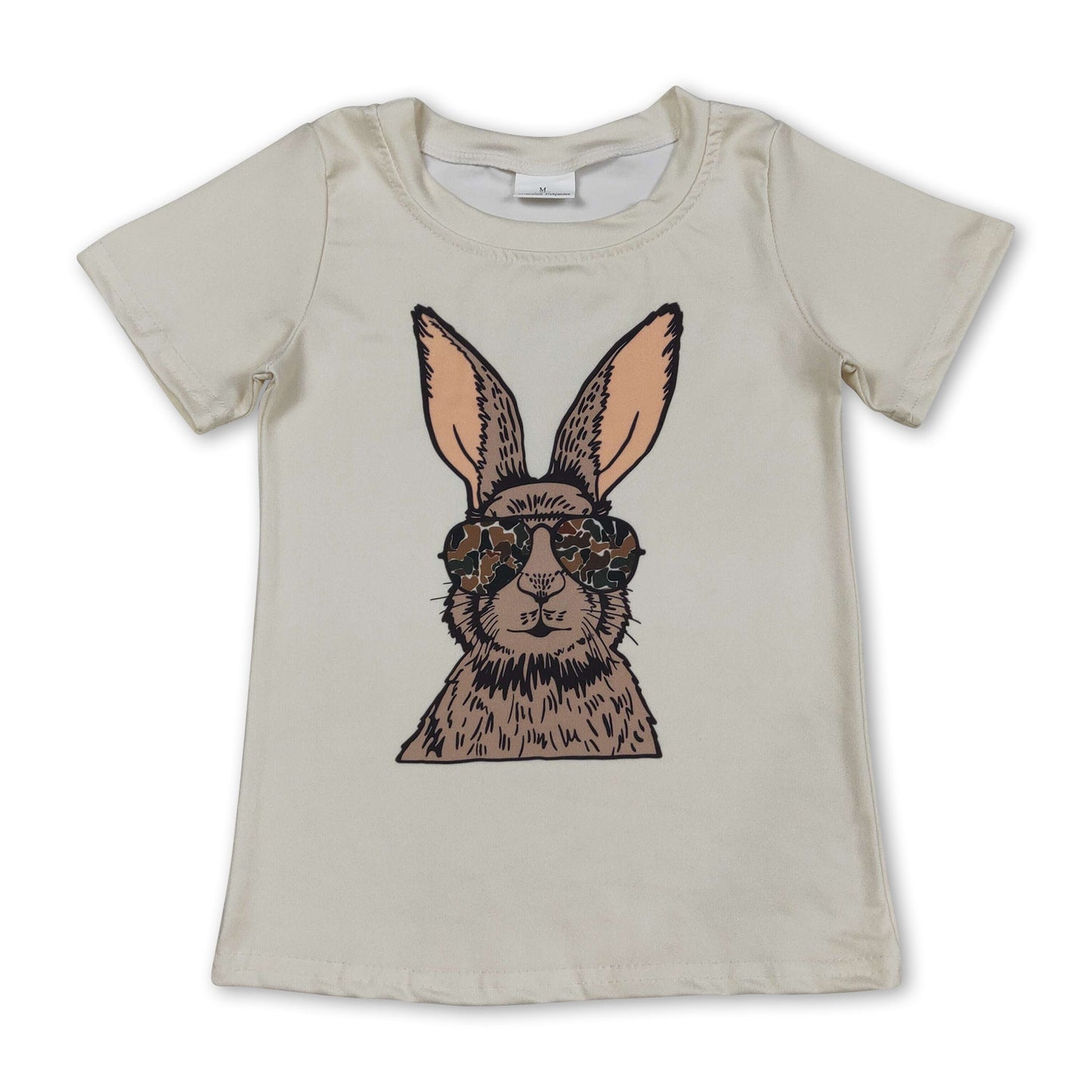 Kurzärmliges Camo-Brillen-Hasen-T-Shirt für Jungen zu Ostern