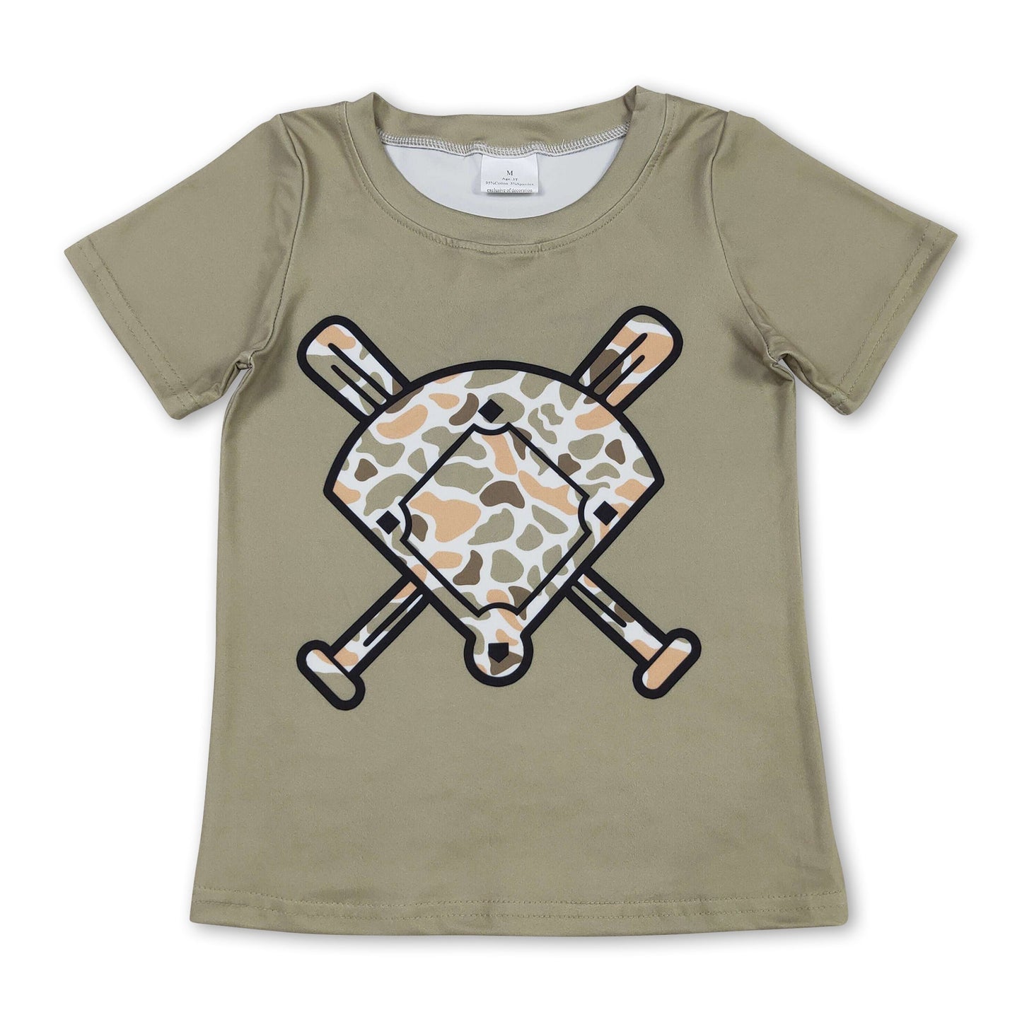 Kurzarm-Golf-T-Shirt für Kinder und Jungen in Camouflage-Grün