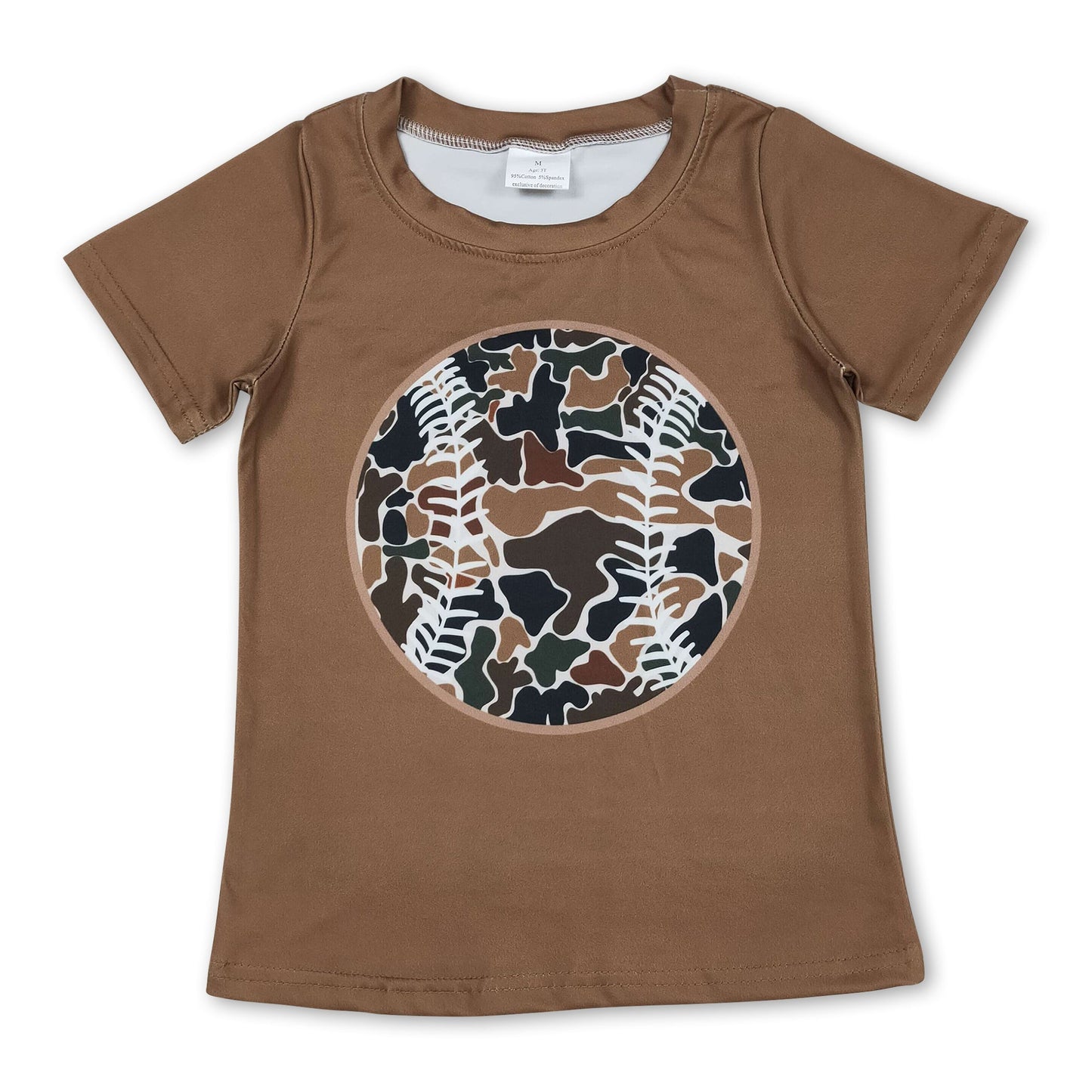 Kurzarm Baseball braun Camo Kinder Jungen T-Shirt