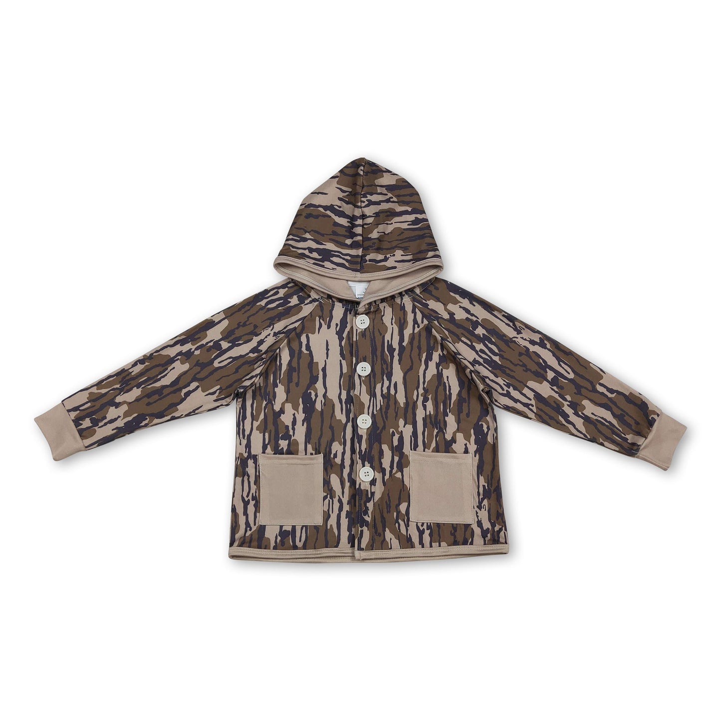 Khakifarbene Taschen Camouflage Kapuzenjacken für Jungen