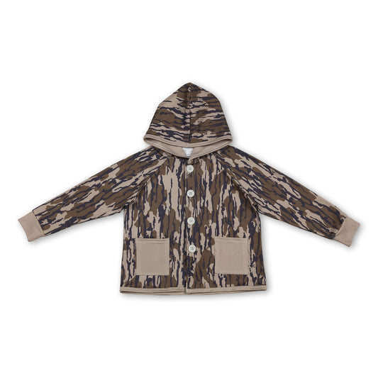 Khakifarbene Taschen Camouflage Kapuzenjacken für Jungen