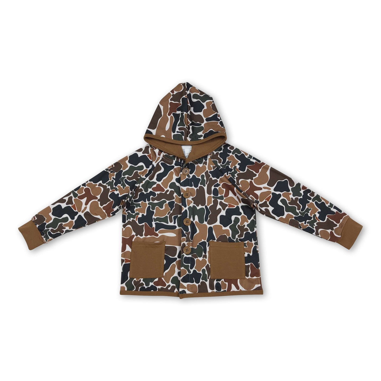 Braune Camouflage-Taschen Kapuzenjacken für Jungen