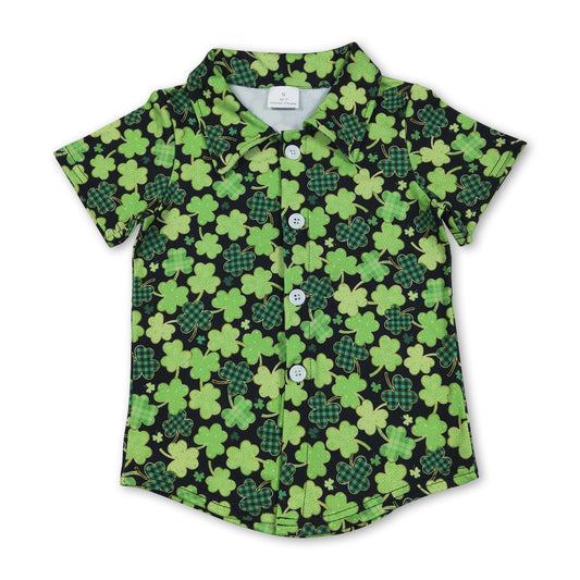 Grüne Kleeblatt-Jungen St. Patrick's Day Button-Down-Hemd