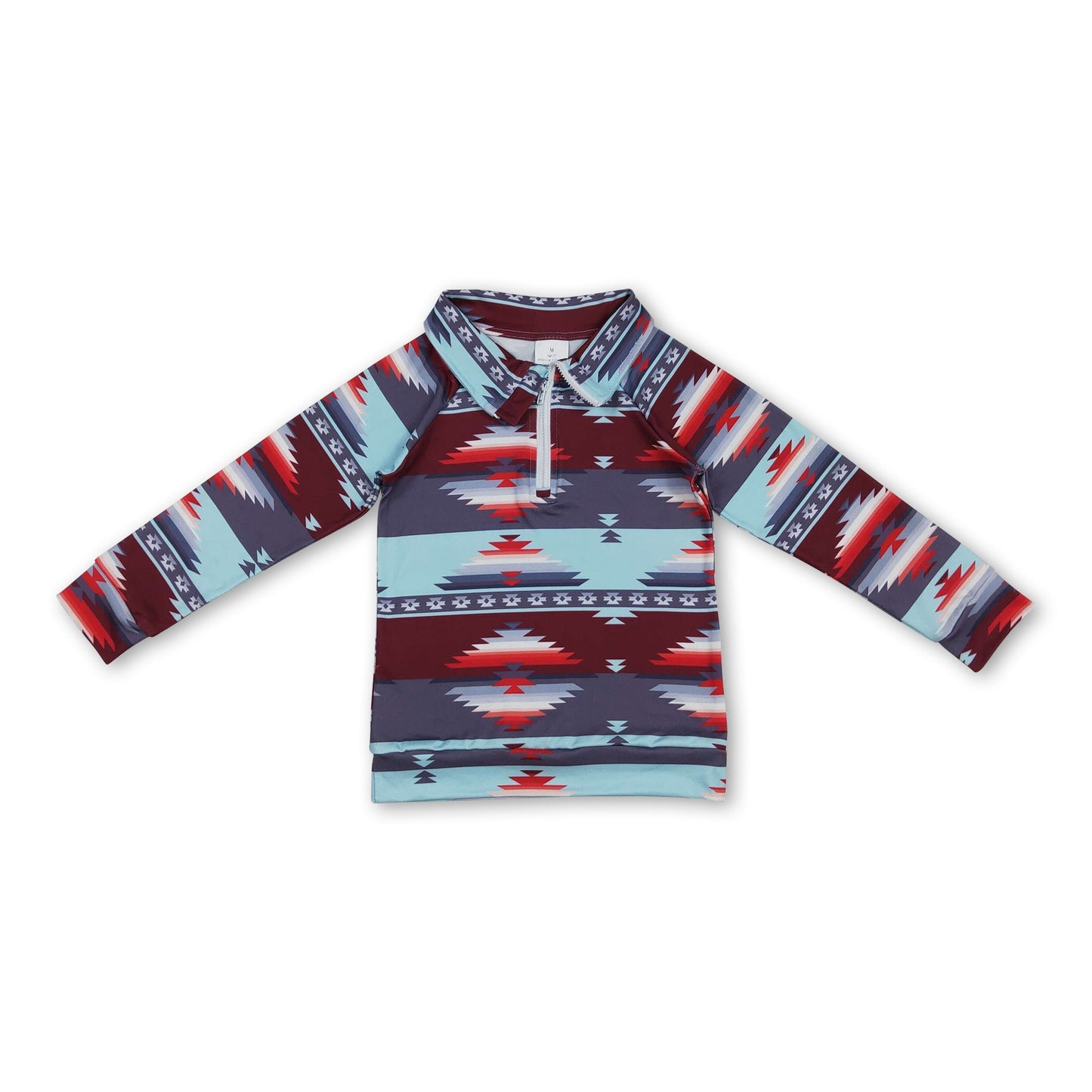 Langärmeliger Aztec Western Kinder Reißverschluss Pullover