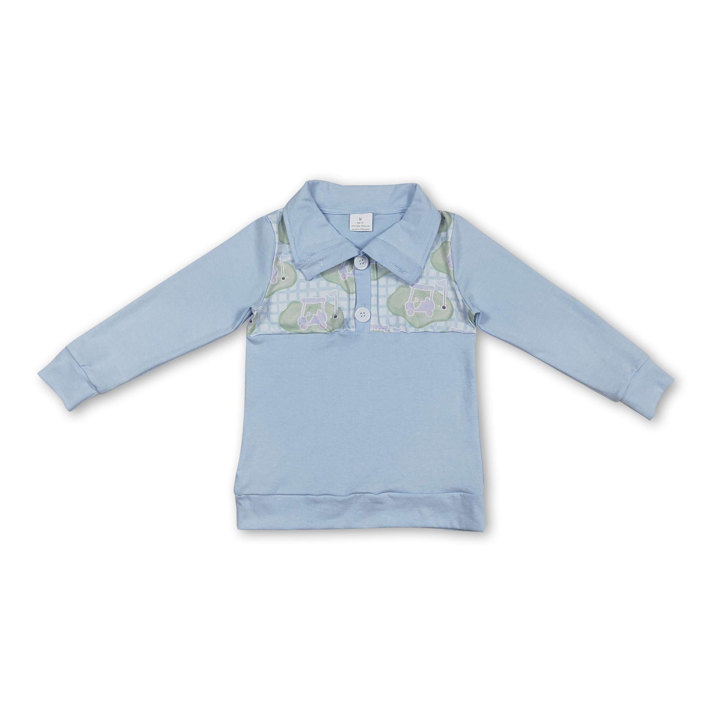 Hellblaues Langarm-Plaid-Golf-Kinder-Pullover für Jungen
