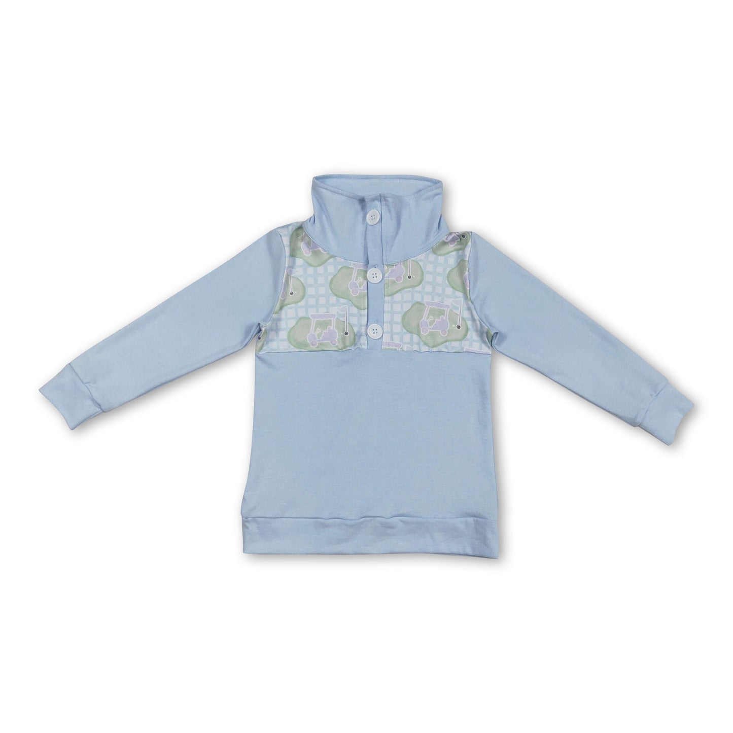 Hellblaues Langarm-Plaid-Golf-Kinder-Pullover für Jungen