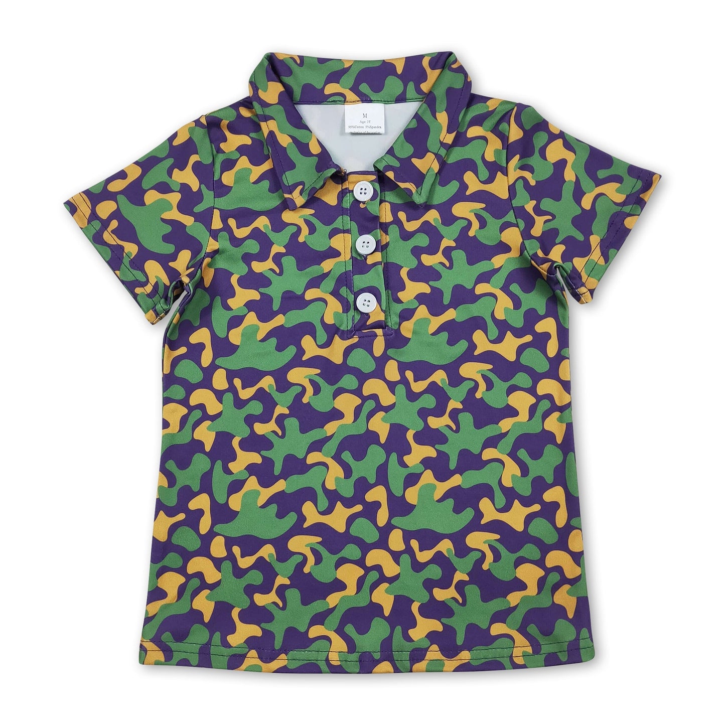Lila gelb grüne Tarnfarben Kinder Jungen Mardi Gras Poloshirt