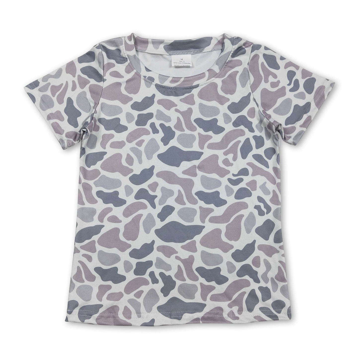 Kurzarm-T-Shirt für Kinder in Grau-Camo für Jungen, Sommer