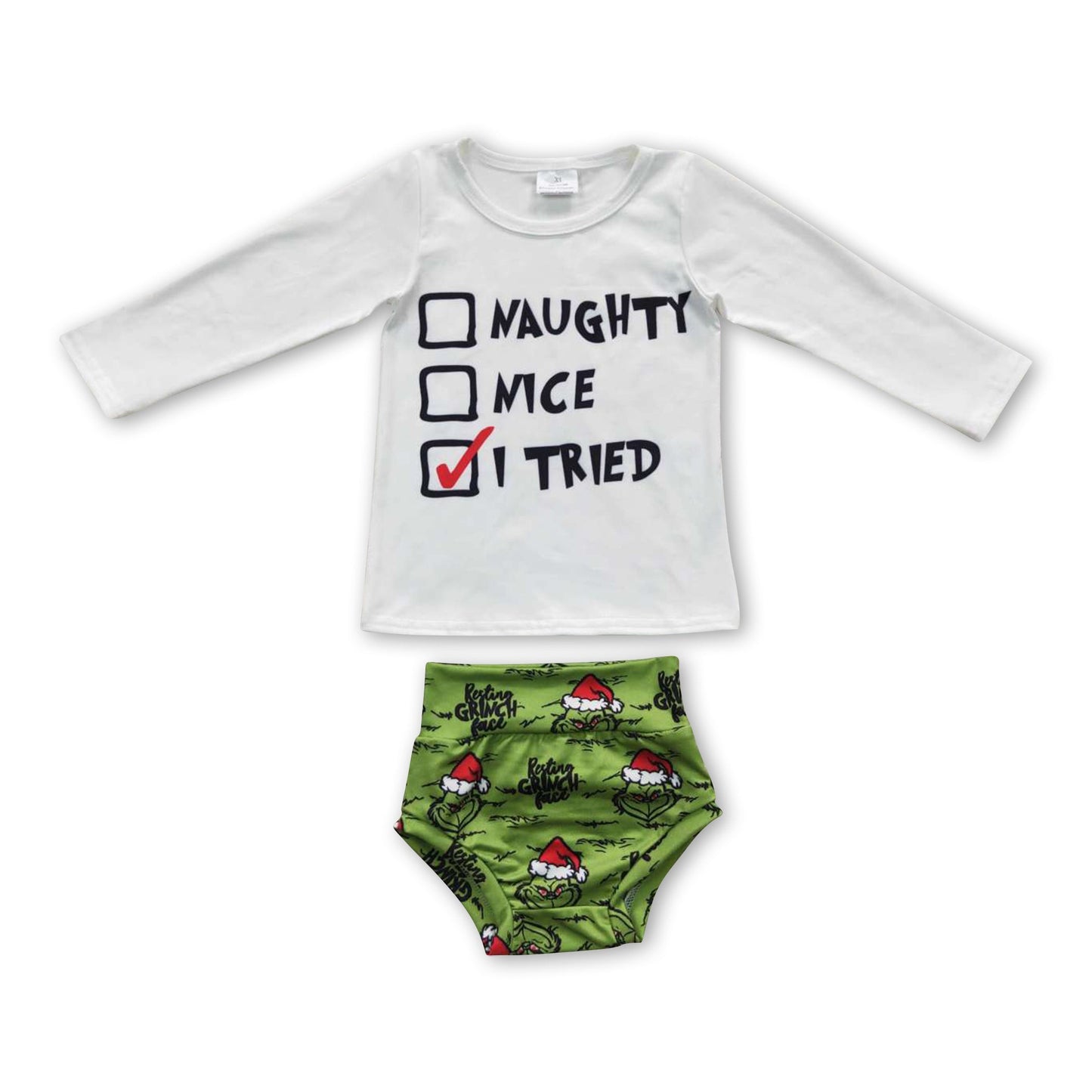 Ich habe grüne Bummies für kleine Mädchen zu Weihnachten ausprobiert