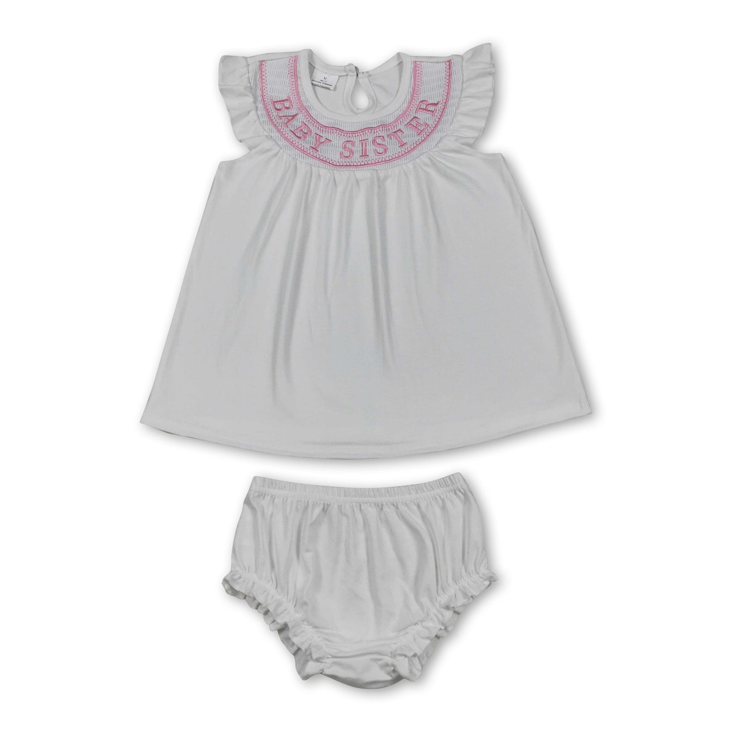 Flutterärmel Baby Schwester Tunika Bummies Mädchen Outfits