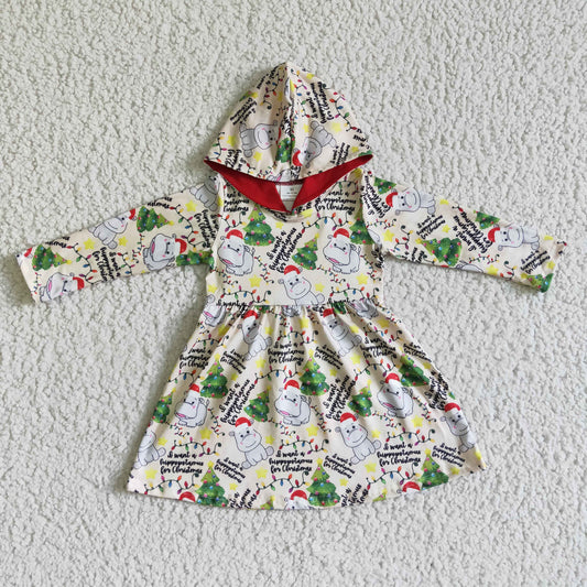Nilpferd Baby Mädchen Weihnachts-Kapuzenkleid