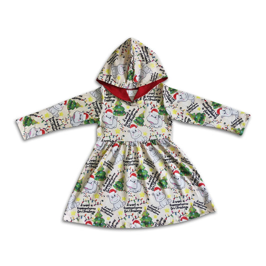 Nilpferd Baby Mädchen Weihnachts-Kapuzenkleid