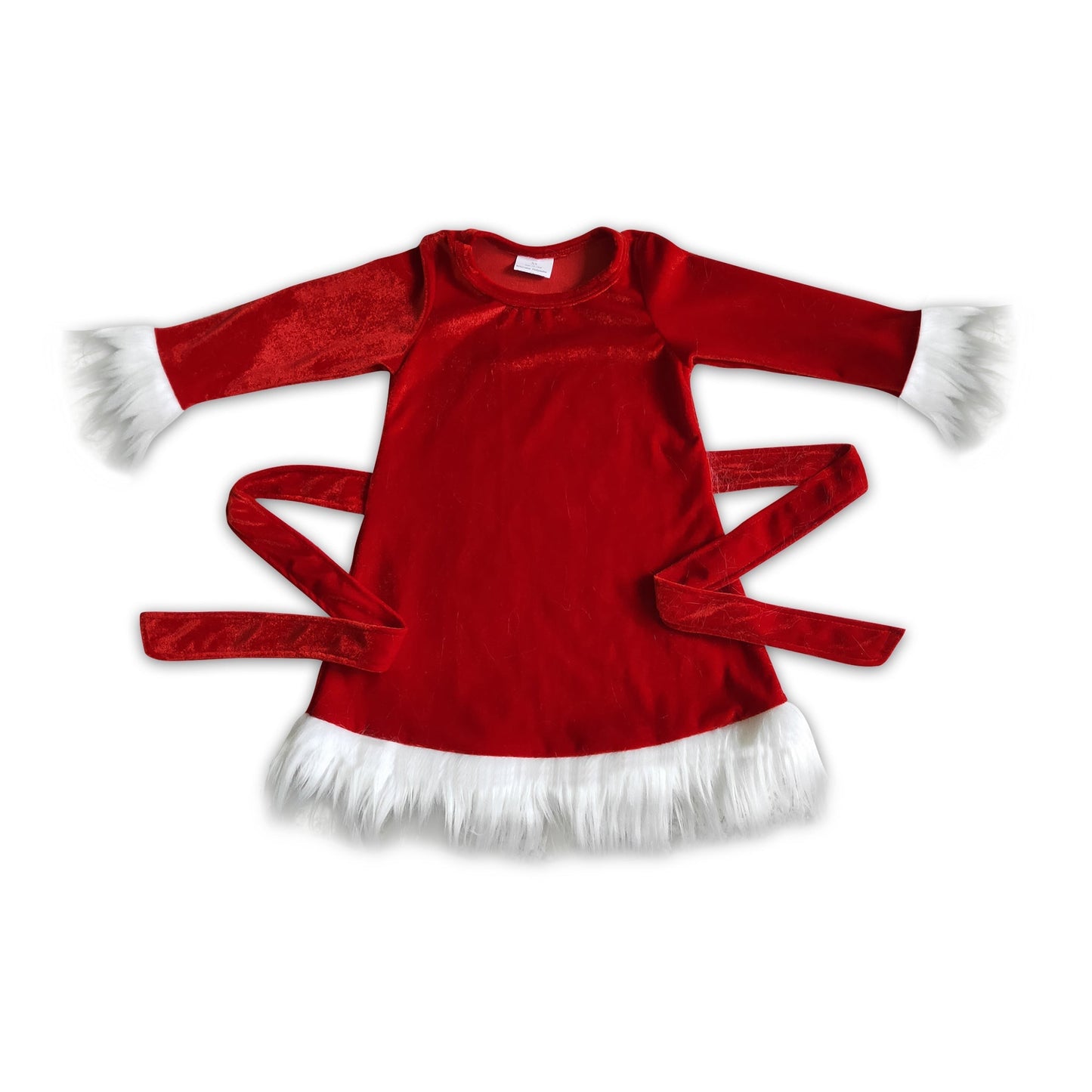 Samt-Weihnachtskleider für Babys und Kinder, mit Kunstfell-Besatz
