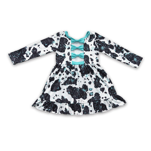 Türkises Schleifen-Kuh-Langarm-Babykleid