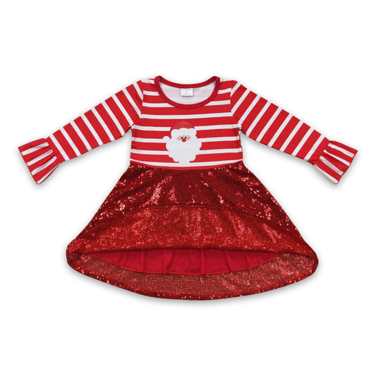 Stripe-rote Pailletten-Mädchen-Weihnachtskleider