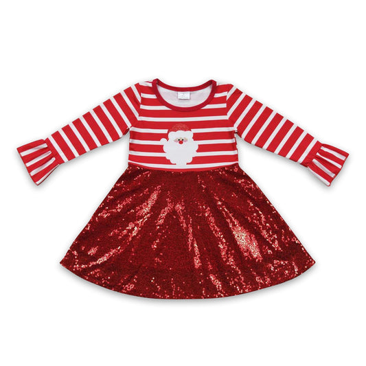 Stripe-rote Pailletten-Mädchen-Weihnachtskleider