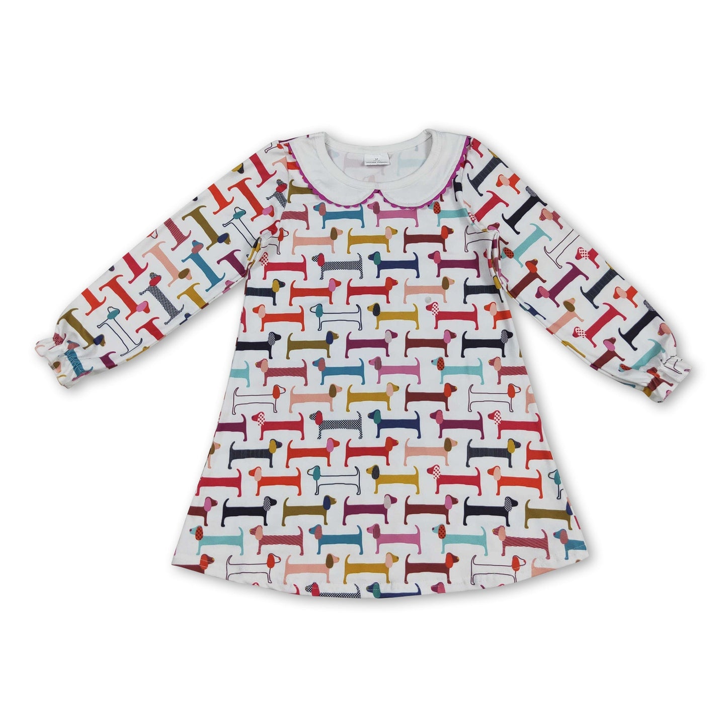 Langärmlige bunte Hunde-Kinderkleider für Mädchen