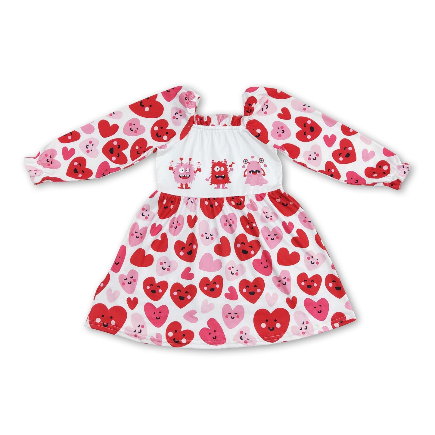 Langarm-Herzplätzchen-Mädchen-Valentinskleider