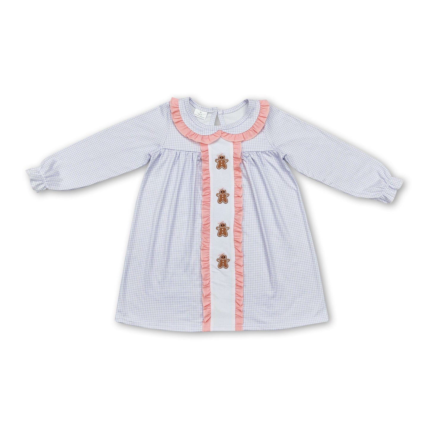 Langärmliges kariertes Lebkuchen-Kleid für Baby-Mädchen zu Weihnachten