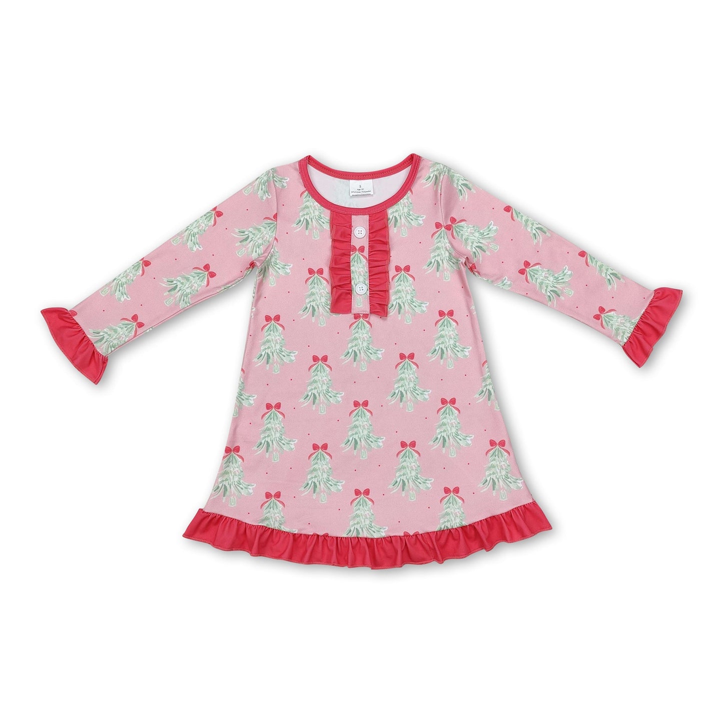 Heißrosa Rüschen Weihnachts-Nachthemd Kinder Mädchen Kleider