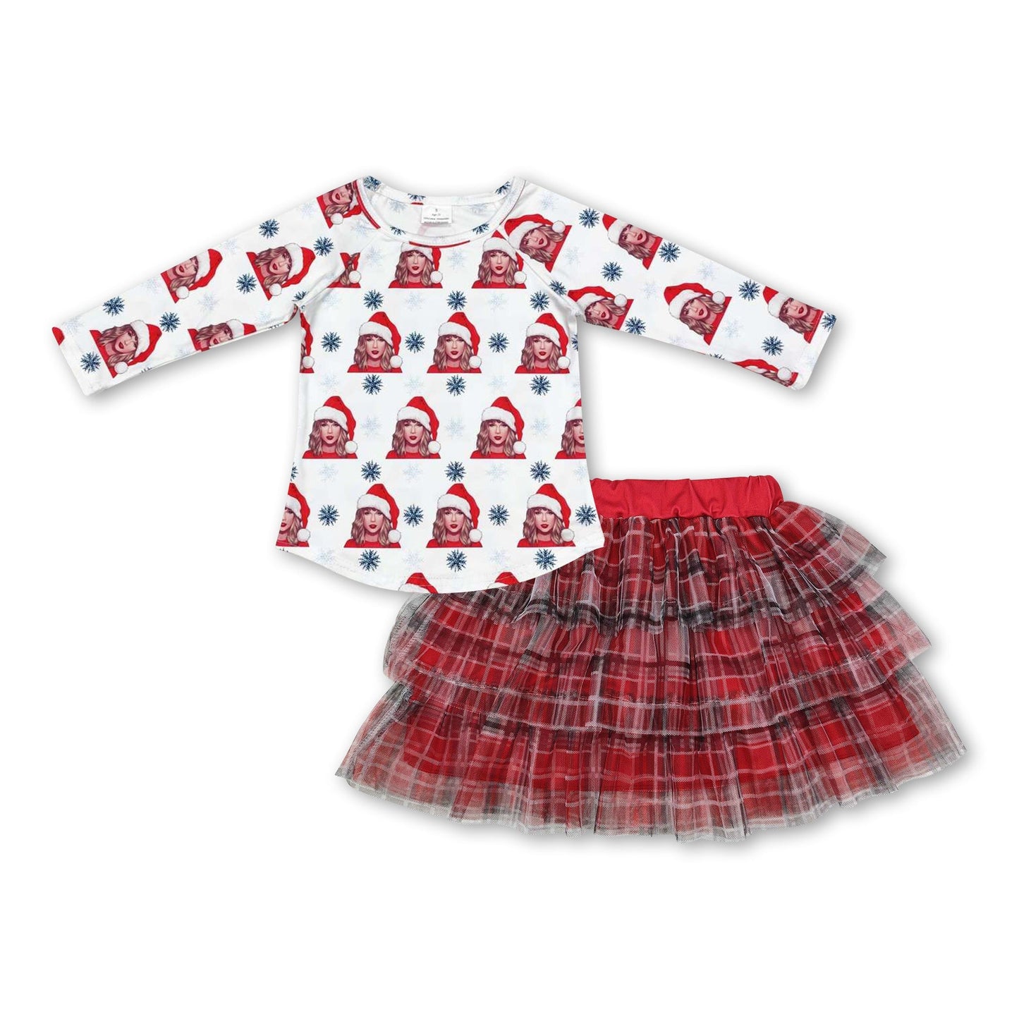 Weihnachtssängerin Top Tüllrock Mädchen Kleider-Set