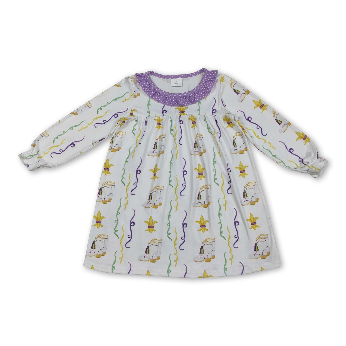 Lila gepunktete Rüschen-Baby-Mädchen-Mardi-Gras-Kleider