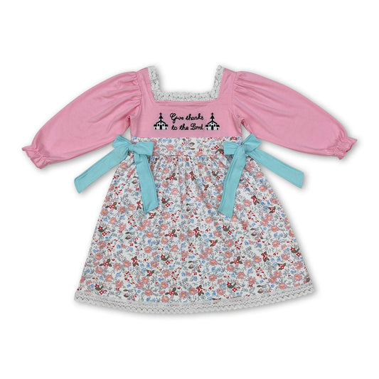 Gib Dank dem Herrn, rosa geblümte Babykleider für Mädchen