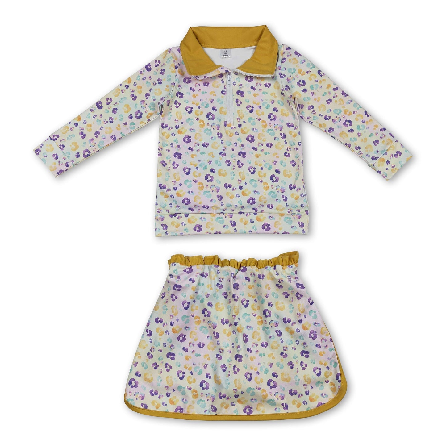 lila gelb grün Leopard Pullover Rock Kinder Mädchen Faschings-Set