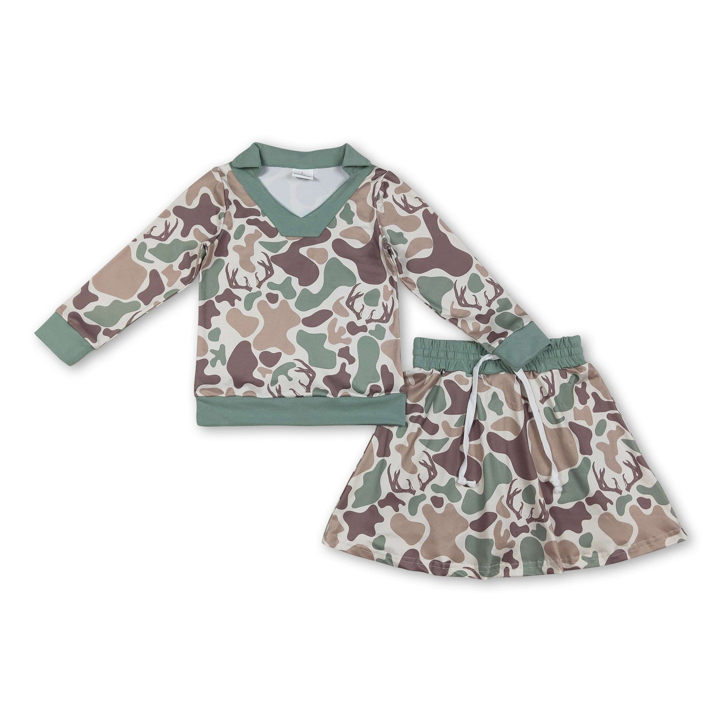 Langarm Hirsch Camo Top Rock Mädchen Bekleidungsset