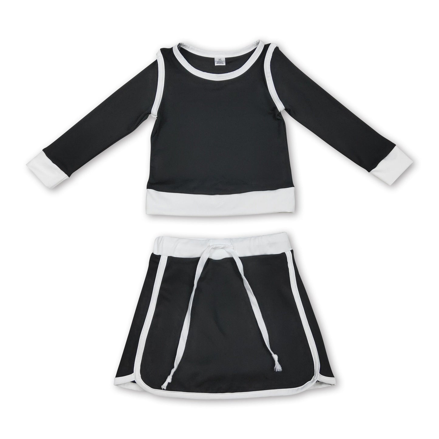 Langarm schwarzes Oberteil Rock Kinder Mädchen aktive Yoga-Outfits