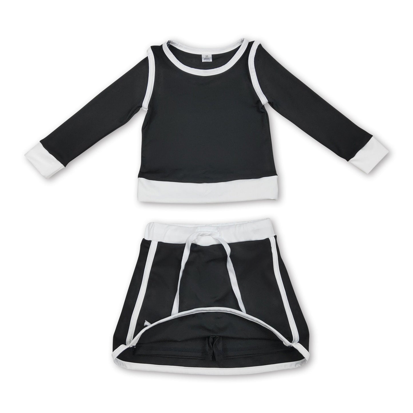 Langarm schwarzes Oberteil Rock Kinder Mädchen aktive Yoga-Outfits