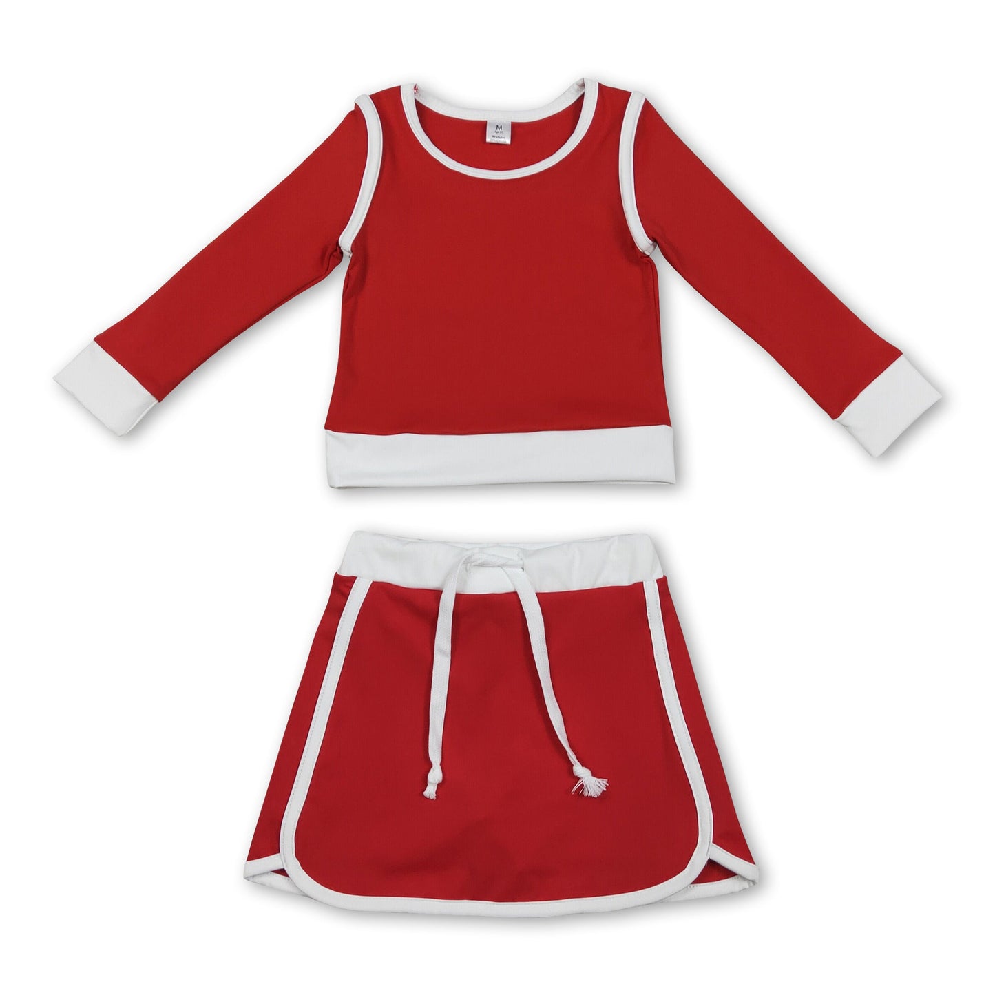Langärmliges rotes Top, Rock, Kinder, Mädchen, aktive Yoga-Outfits
