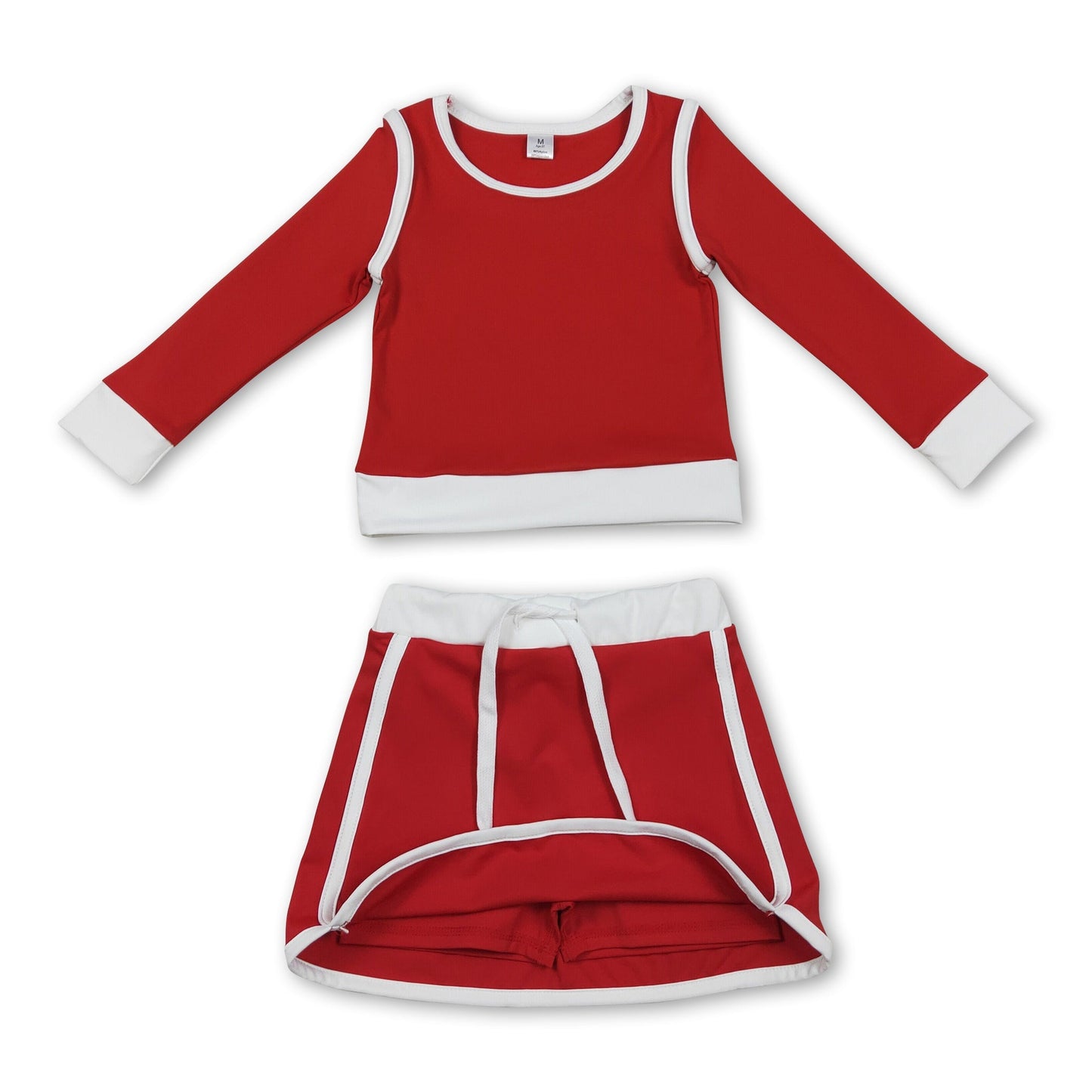 Langärmliges rotes Top, Rock, Kinder, Mädchen, aktive Yoga-Outfits