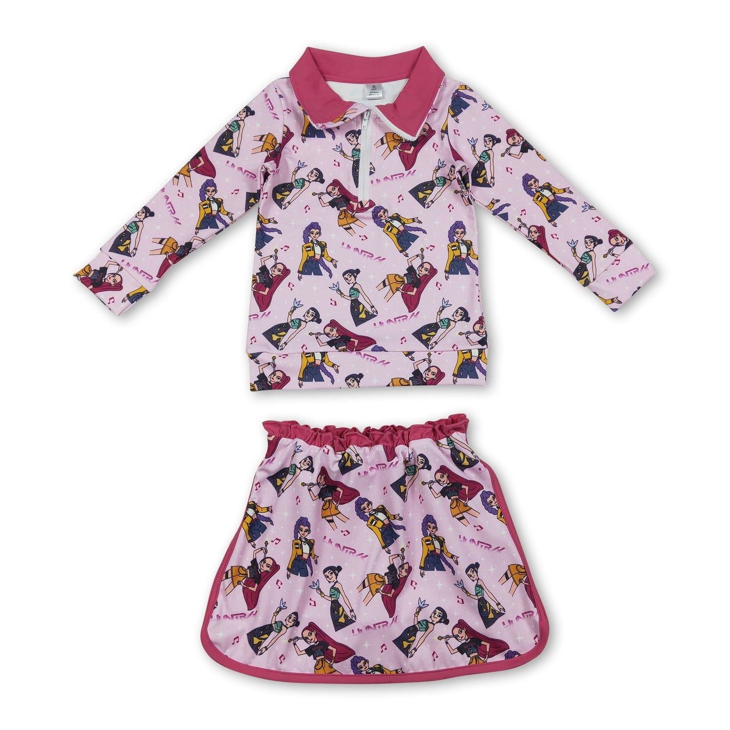 Heißrosa Musik Pullover Rock Kinder Mädchen Kleidung Set
