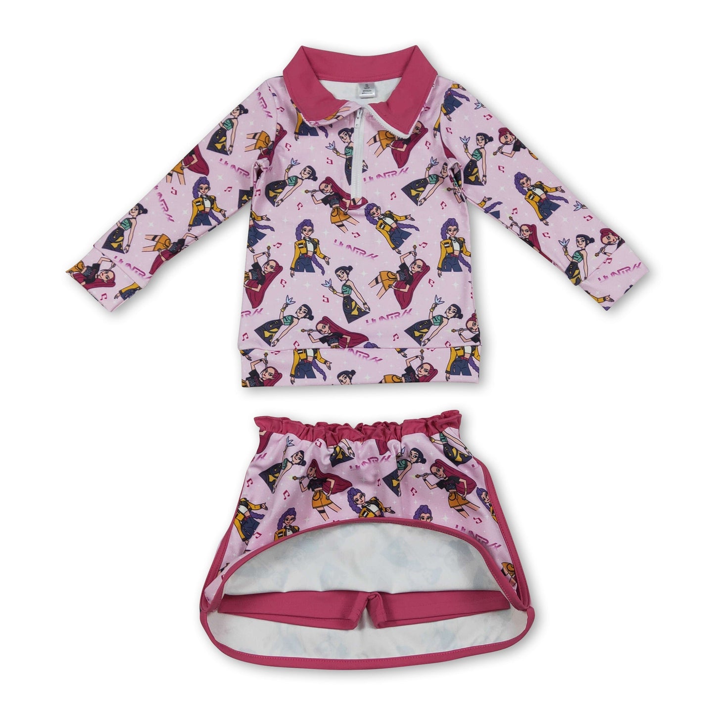 Heißrosa Musik Pullover Rock Kinder Mädchen Kleidung Set