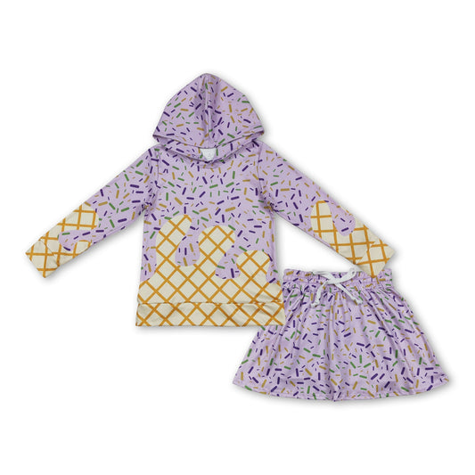 Eiscreme-Streusel-Hoodie-Rock Mädchen Mardi Gras Outfits