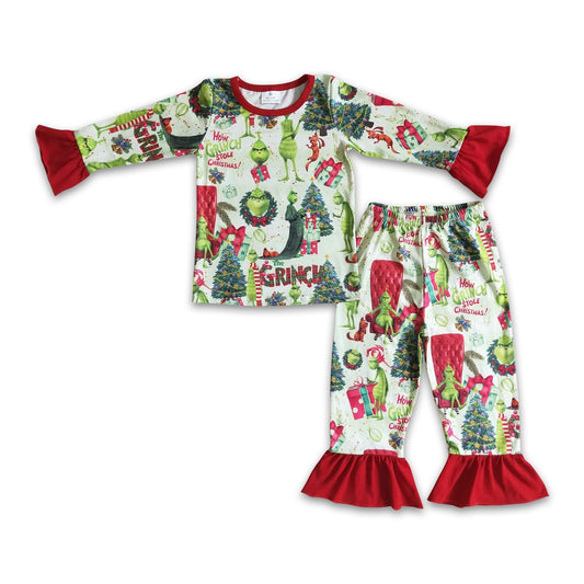Grüner Langarm-Baby-Schlafanzug für Mädchen zu Weihnachten