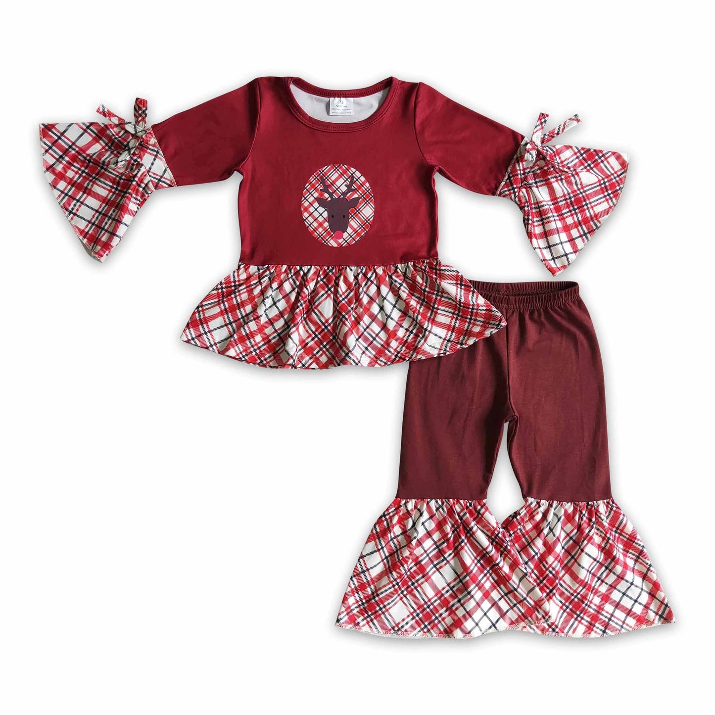 Rentier-Peplum-Schlaghose, Weihnachtsoutfit für Mädchen