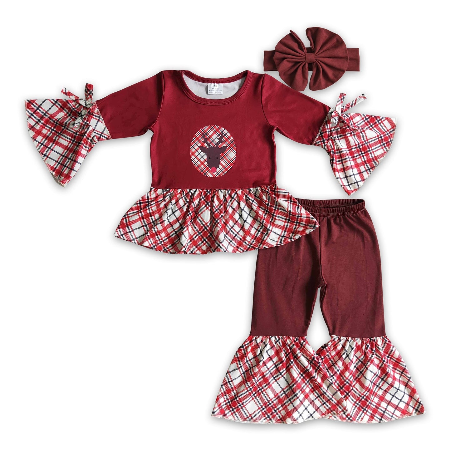 Rentier-Peplum-Schlaghose, Weihnachtsoutfit für Mädchen