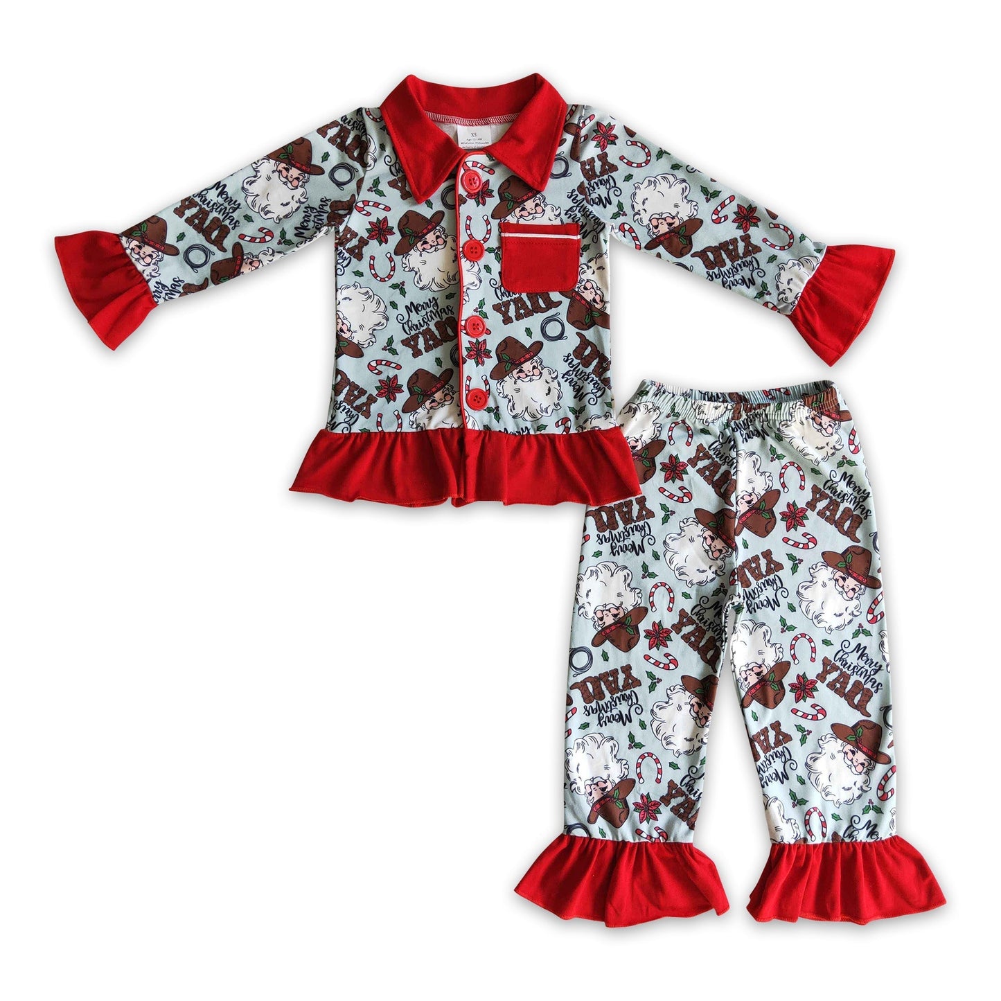 Fröhliche Weihnachten euch allen Stiefel Pyjamas für Kinder Mädchen Westernstil