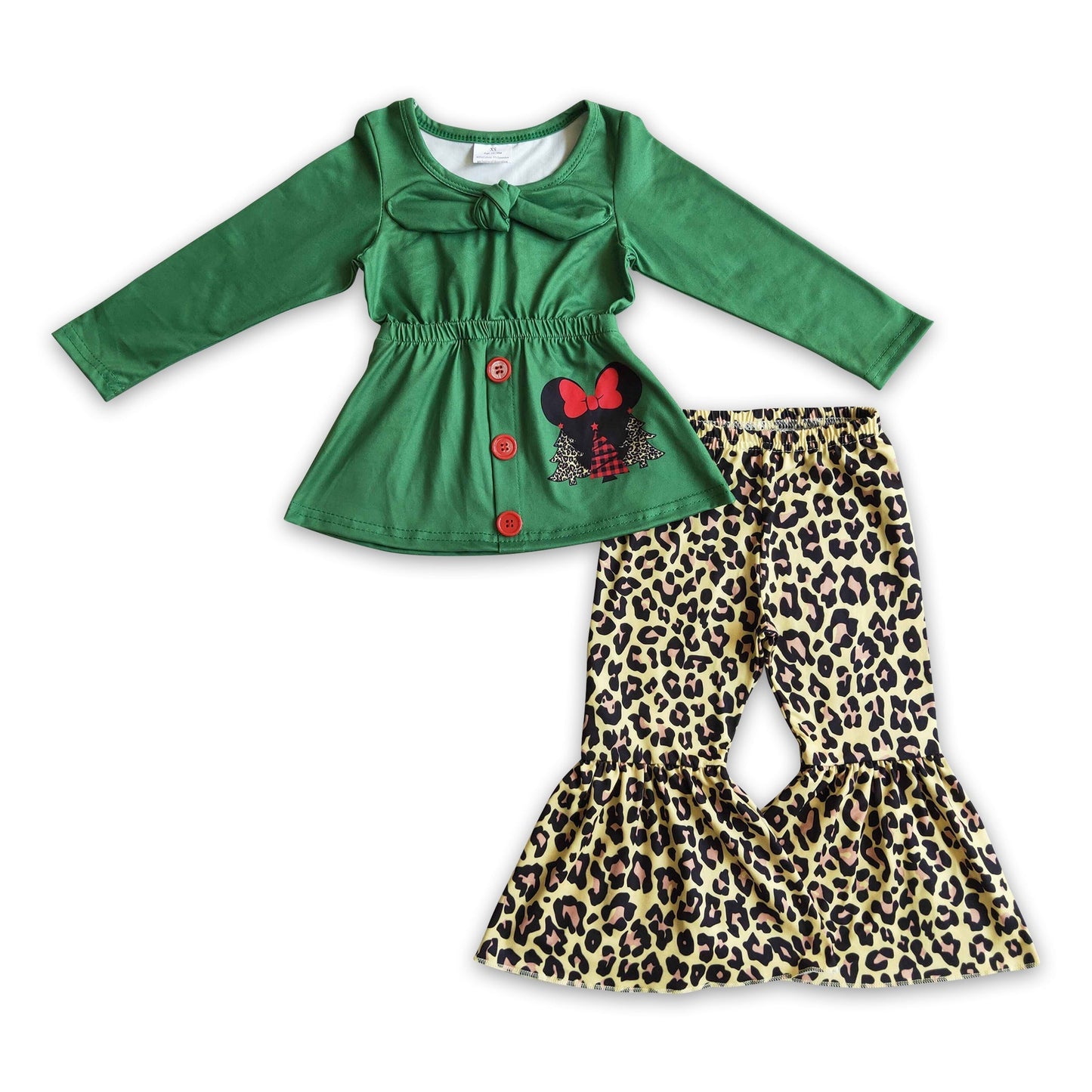 Maus Weihnachtsbaum Tunika Leopard Mädchen Kleider Set
